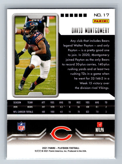 David Montgomery 2021 Panini Playbook Green /10 #17 Bears