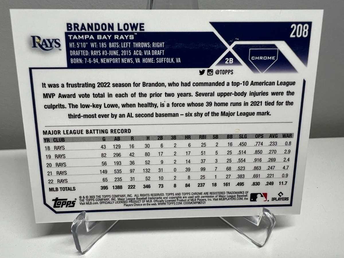 Brandon Lowe 2023 Topps Chrome Purple Speckle Refractors /299 #208 Rays