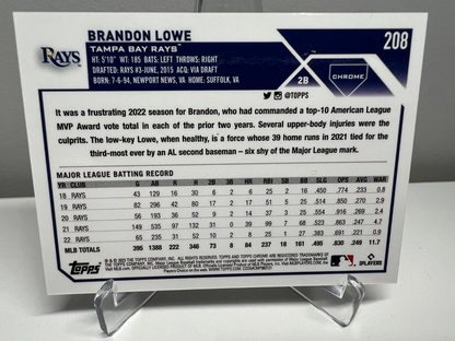 Brandon Lowe 2023 Topps Chrome Purple Speckle Refractors /299 #208 Rays