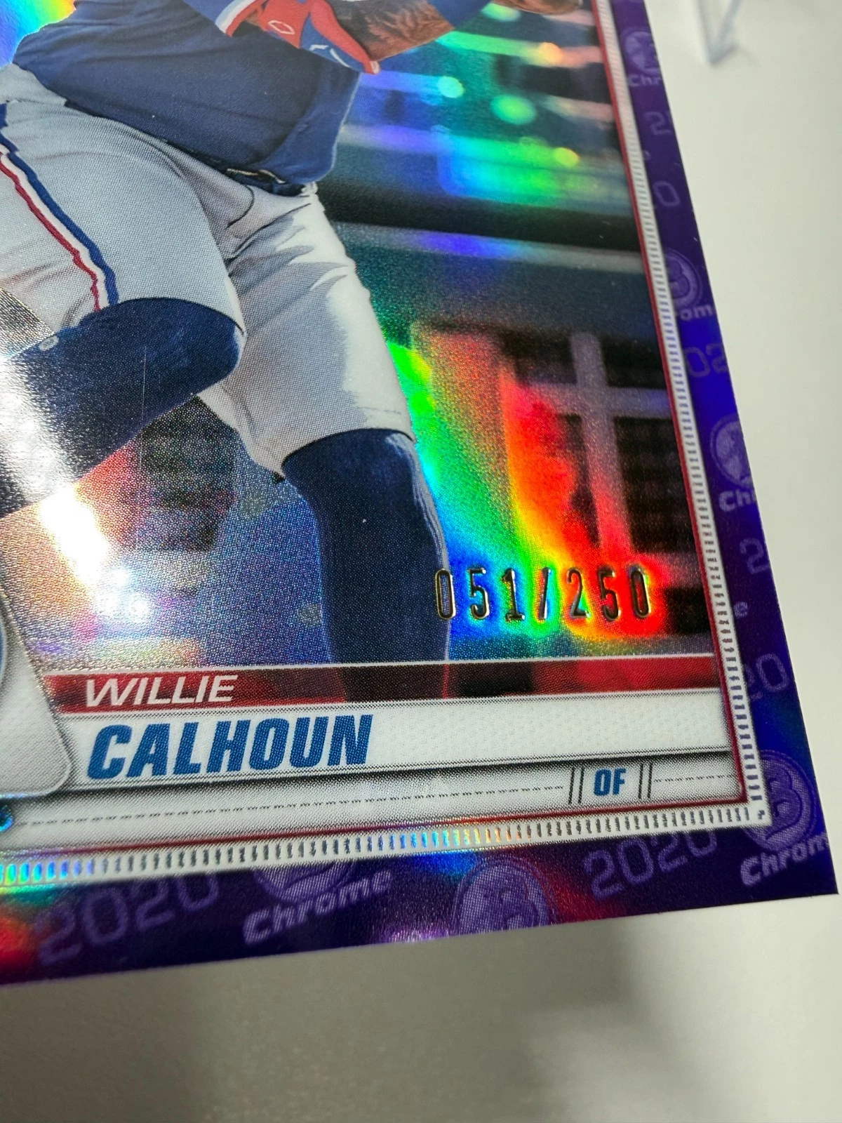 Willie Calhoun 2020 Bowman Chrome 1st Purple Refractor /250 #19 Rangers