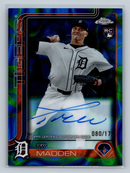 TY Madden 2025 Topps Chrome Blue Green Lava Lamp Refractor Auto RC /175 #RA-TM