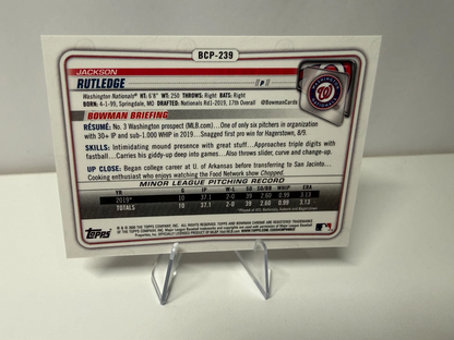 Jackson Rutledge 2020 Bowman Chrome Prospect Gold Shimmer Refractor /50 #BCP-239