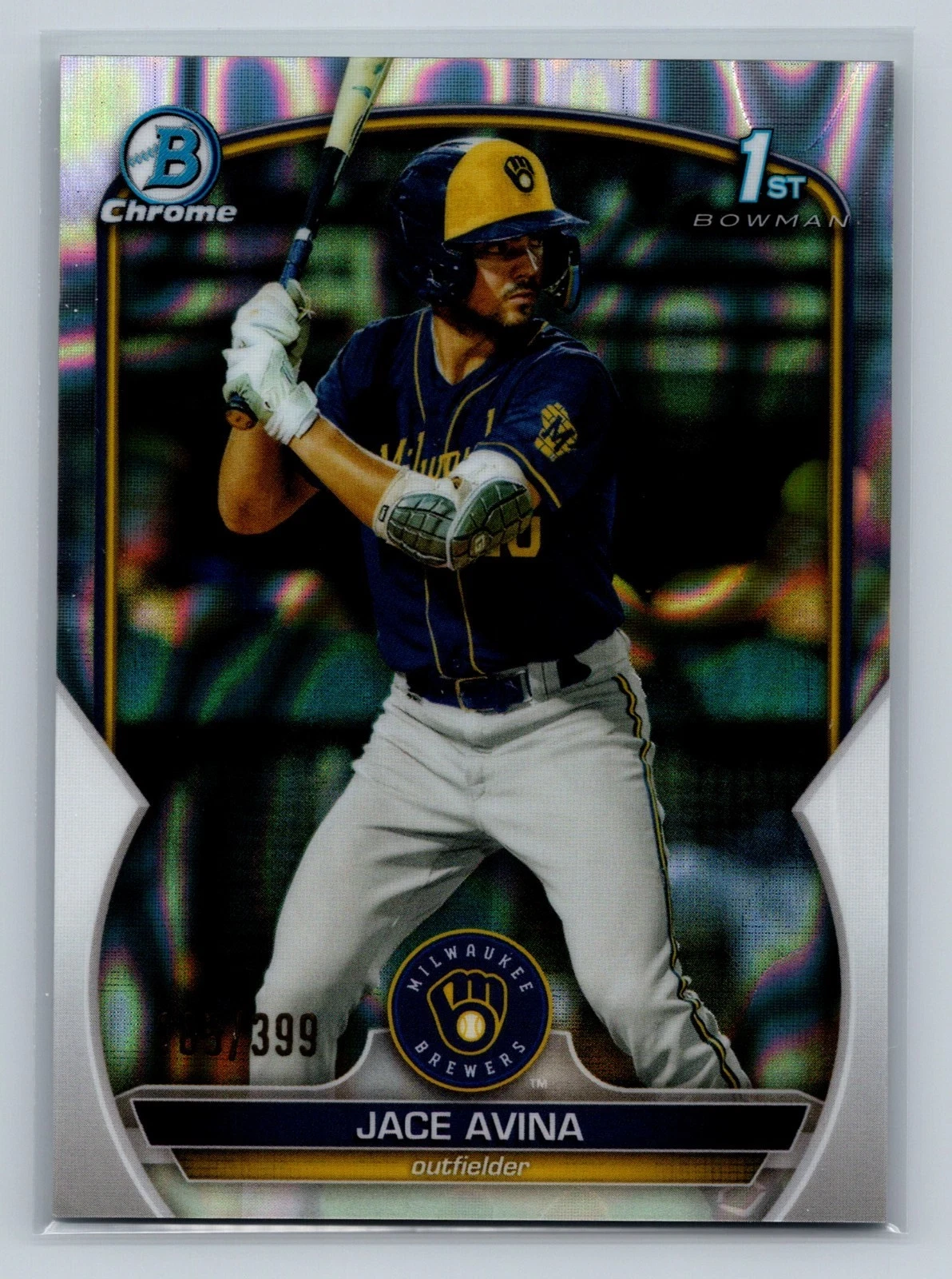 Jace Avina 2023 Bowman Chrome 1st Lava Refractor /399 #BCP-150 Brewers