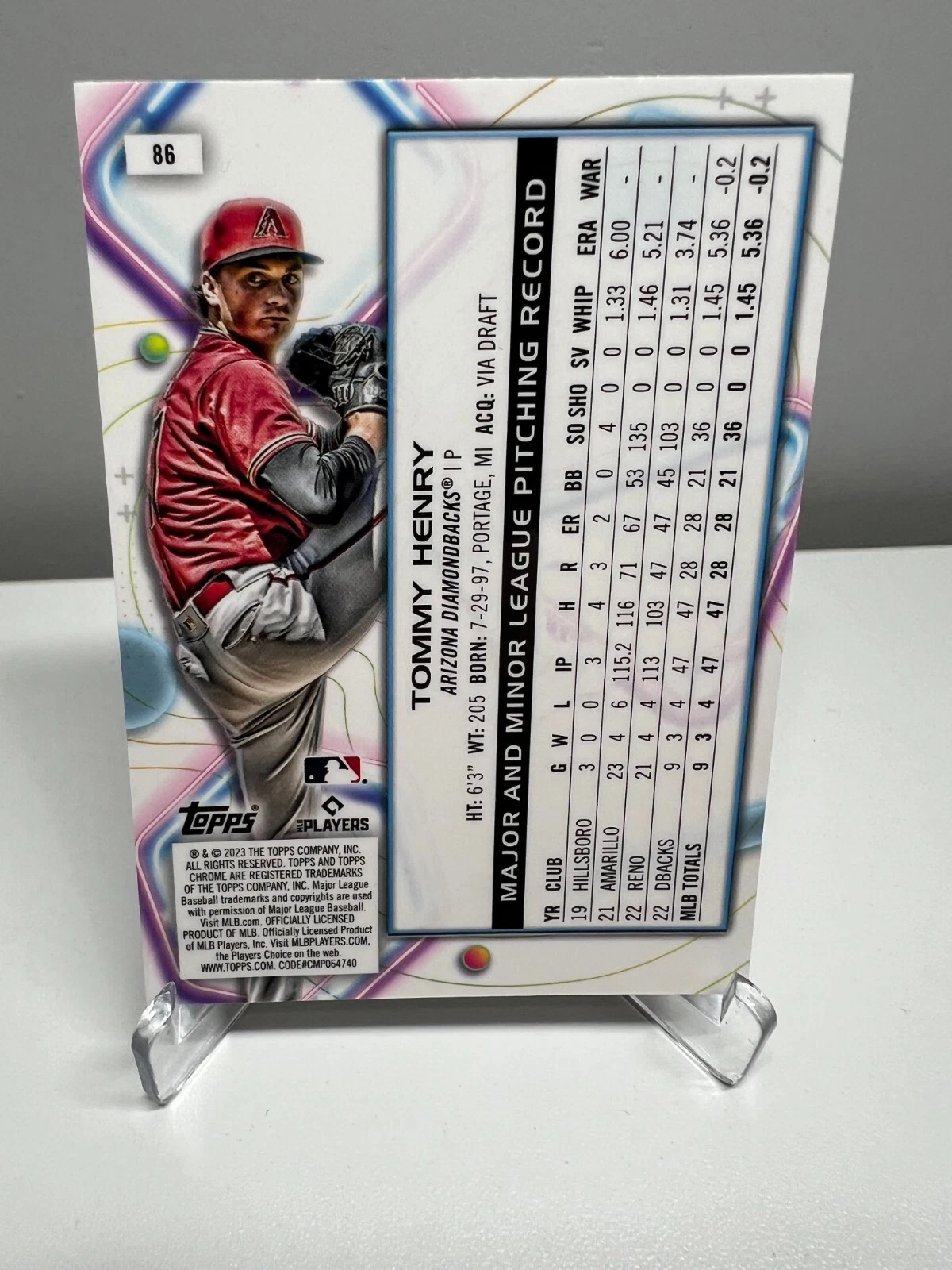 Tommy Henry 2023 Topps Chrome Cosmic Nucleus Refractor RC #86 Diamondbacks
