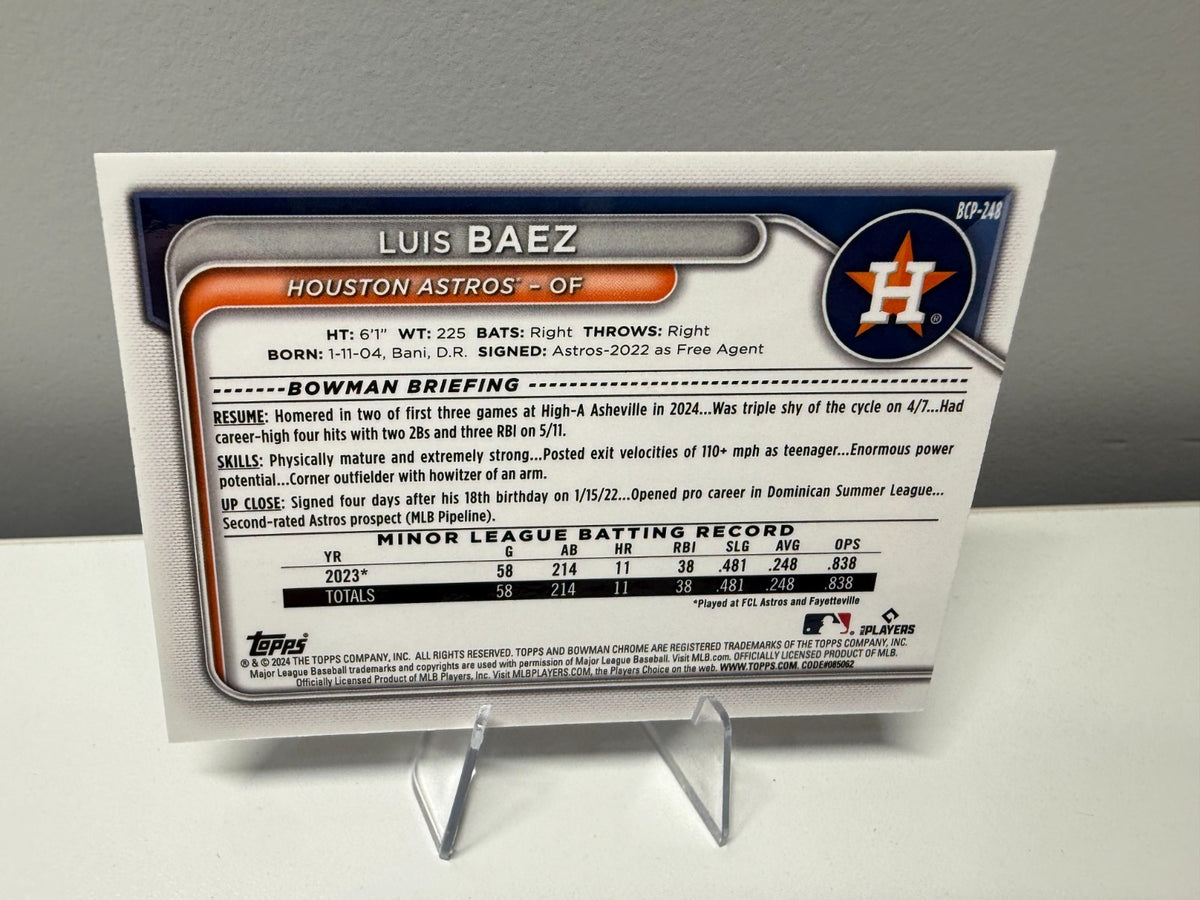 Luis Baez 2024 Bowman Chrome Prospect Purple Shimmer Refractor /250 #BCP-248