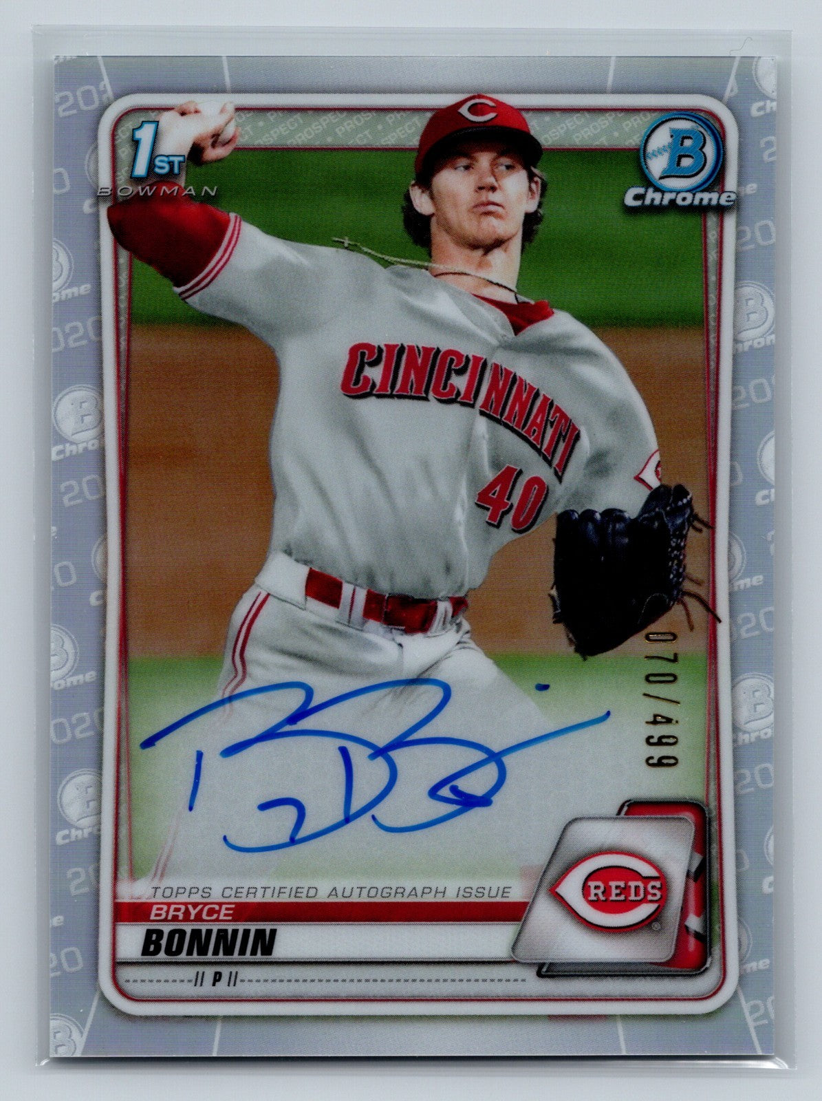 Bryce Bonnin 2020 Bowman Draft Chrome 1st Refractor Auto /499 #CDA-BB Reds