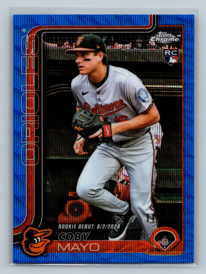Coby Mayo 2025 Topps Chrome Update Blue Wave Refractor RC /150 #USC94 Orioles