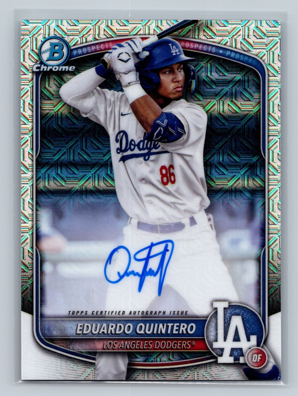 Eduardo Quintero 2025 Bowman Chrome Mega Box Mojo Refractor Auto #BMA-EQ Dodgers