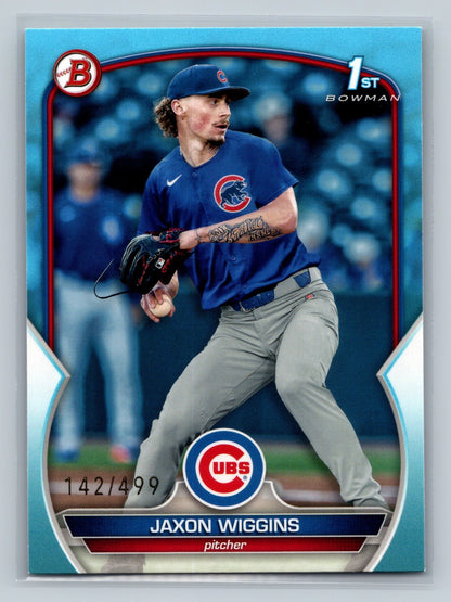 Jaxon Wiggins 2023 Bowman Draft 1st Paper Sky Blue /499 #BD-50 Cubs