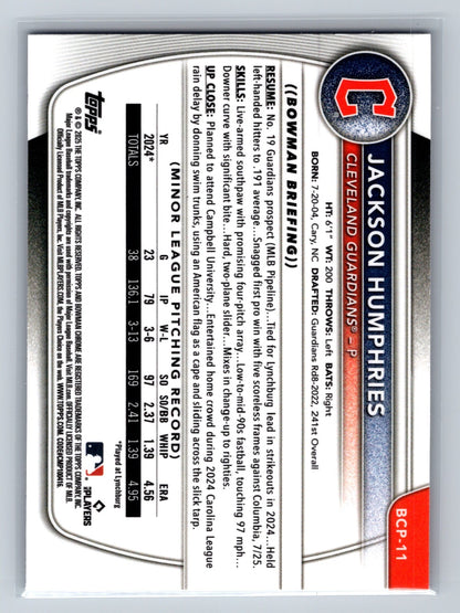 Jackson Humphries 2025 Bowman Chrome 1st Purple Geometric Refractor /250 #BCP-11