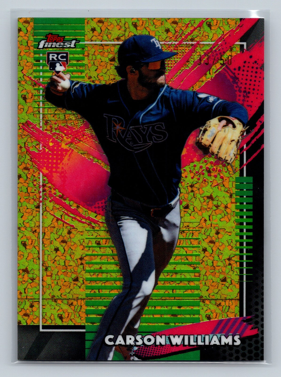 Carson Williams 2026 Topps Finest Rare Gold Mini Diamond Refractor /50 #288 Rays