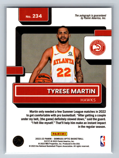 Tyrese Martin 2022-23 Panini Donruss Optic Rated Rookie Auto #234 Hawks