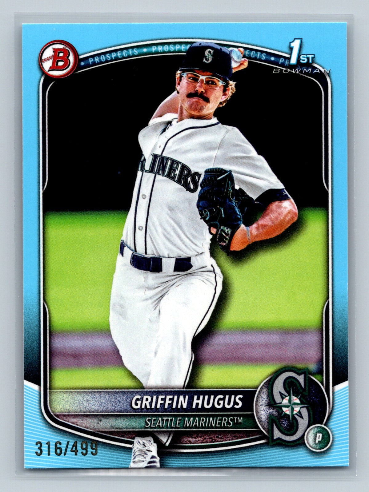 Griffin Hugus 2025 Bowman Draft 1st Paper Sky Blue /499 #BD-101 Mariners