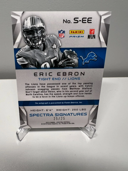 Eric Ebron 2015 Spectra Prizm Green Auto /25 RC #S-EE Lions
