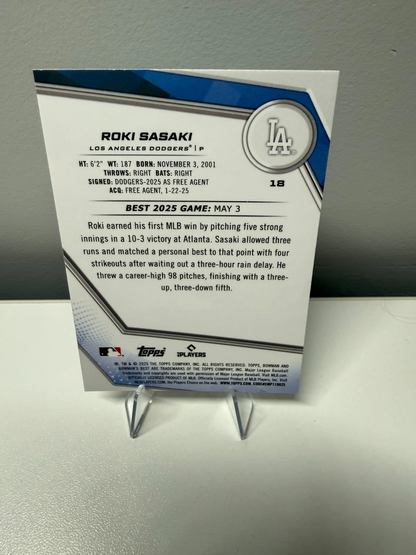 Roki Sasaki 2025 Bowman's Best RC #18 Dodgers