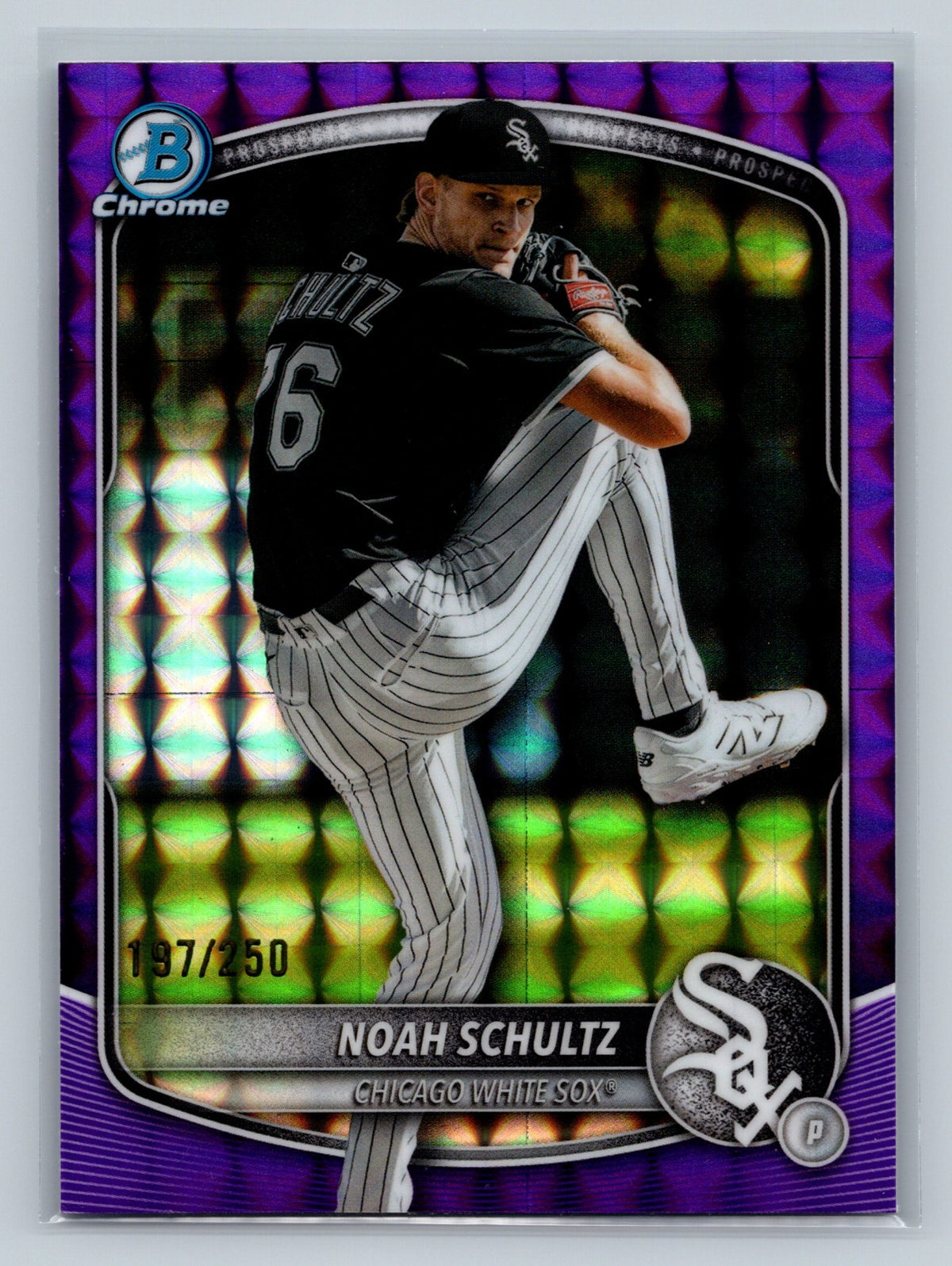 Noah Schultz 2025 Bowman Chrome Purple Prospect Geometric Refractor /250 #BCP-17