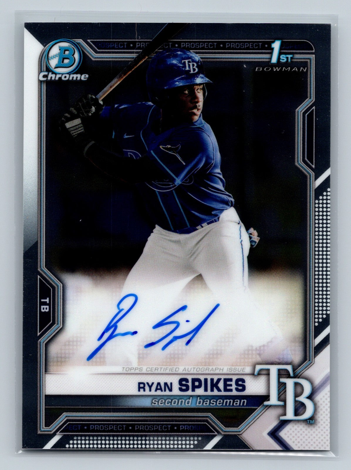 Ryan Spikes 2021 Bowman Draft Chrome 1st Auto #CDA-RSP Rays