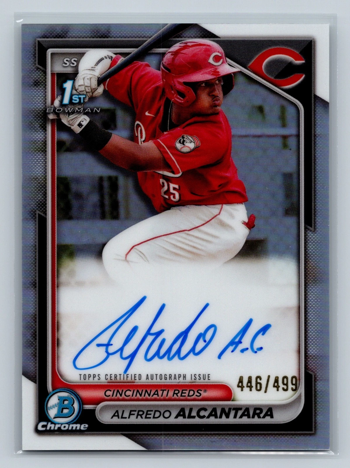 Alfredo Alcantara 2024 Bowman Chrome 1st Refractor Auto /499 #CPA-AA Reds