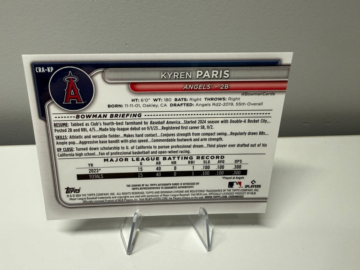 Kyren Paris 2024 Bowman Chrome Mojo Refractor RC Auto /150 #CRA-KP Angels