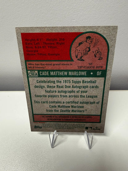 Cade Marlowe 2024 Topps Heritage High Number Real One Auto RC #ROA-CMA Mariners