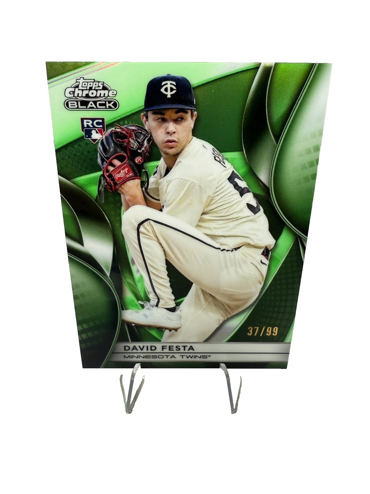 David Festa 2025 Topps Chrome Black Green Refractor RC /99 #121 Twins