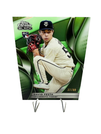 David Festa 2025 Topps Chrome Black Green Refractor RC /99 #121 Twins