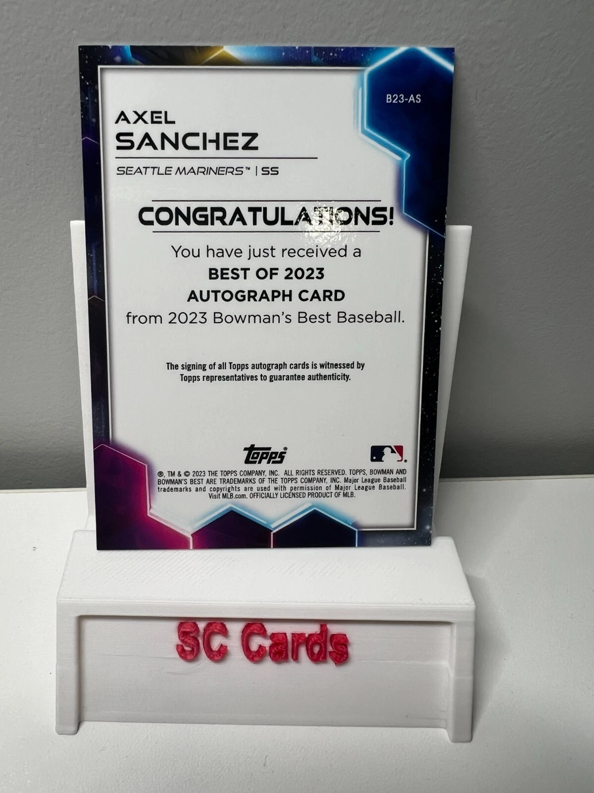 Axel Sanchez 2023 Bowman's Best Best of 2023 Auto #B23-AS Mariners