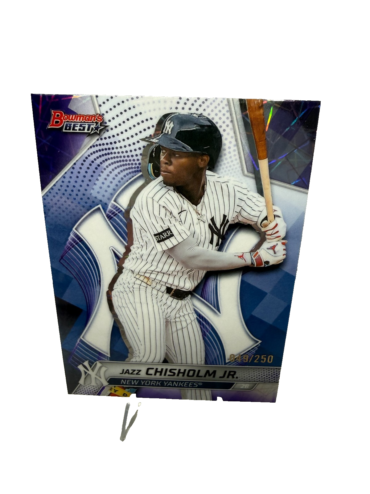 Jazz Chisholm Jr. 2025 Bowman's Best Purple Lazer Refractor /250 #28 Yankees