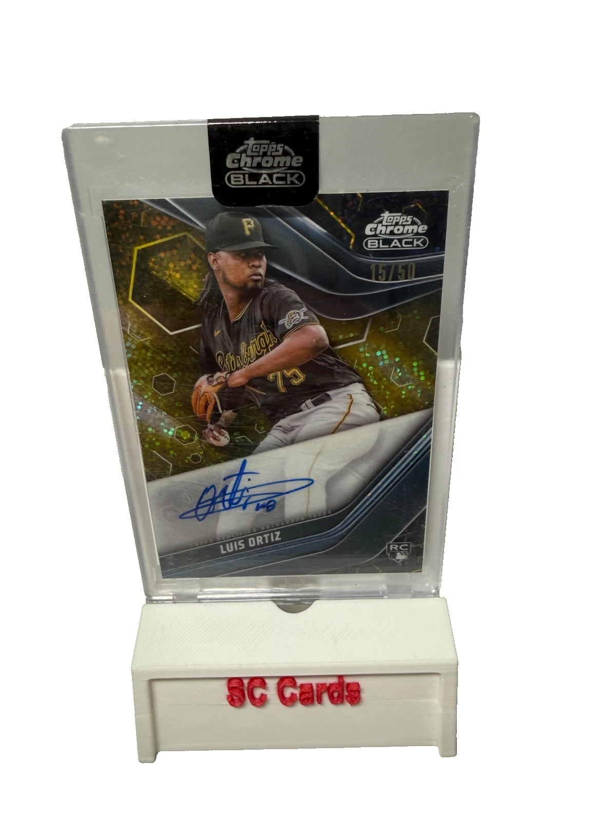 Luis Ortiz 2023 Topps Chrome Black Gold Refractor Auto RC /50 #CBA-LO Pirates