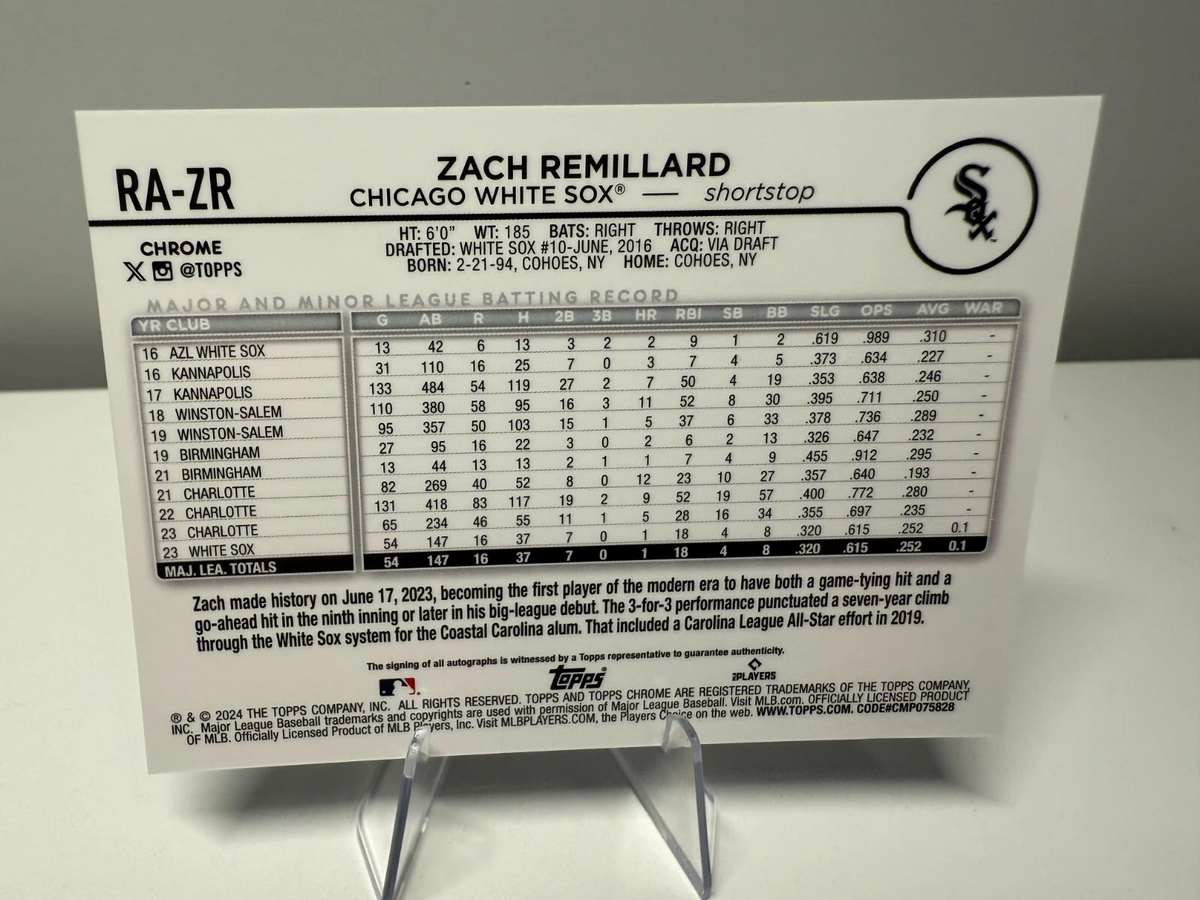 Zach Remillard 2024 Topps Chrome Blue RayWave Refractor Auto RC /150 #RA-ZR
