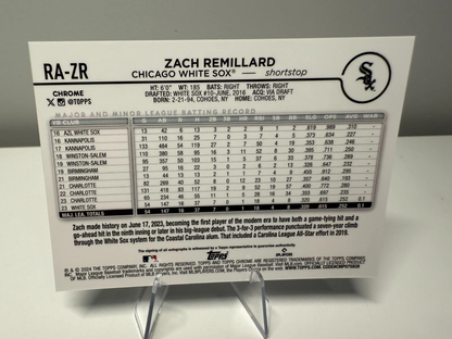 Zach Remillard 2024 Topps Chrome Blue RayWave Refractor Auto RC /150 #RA-ZR