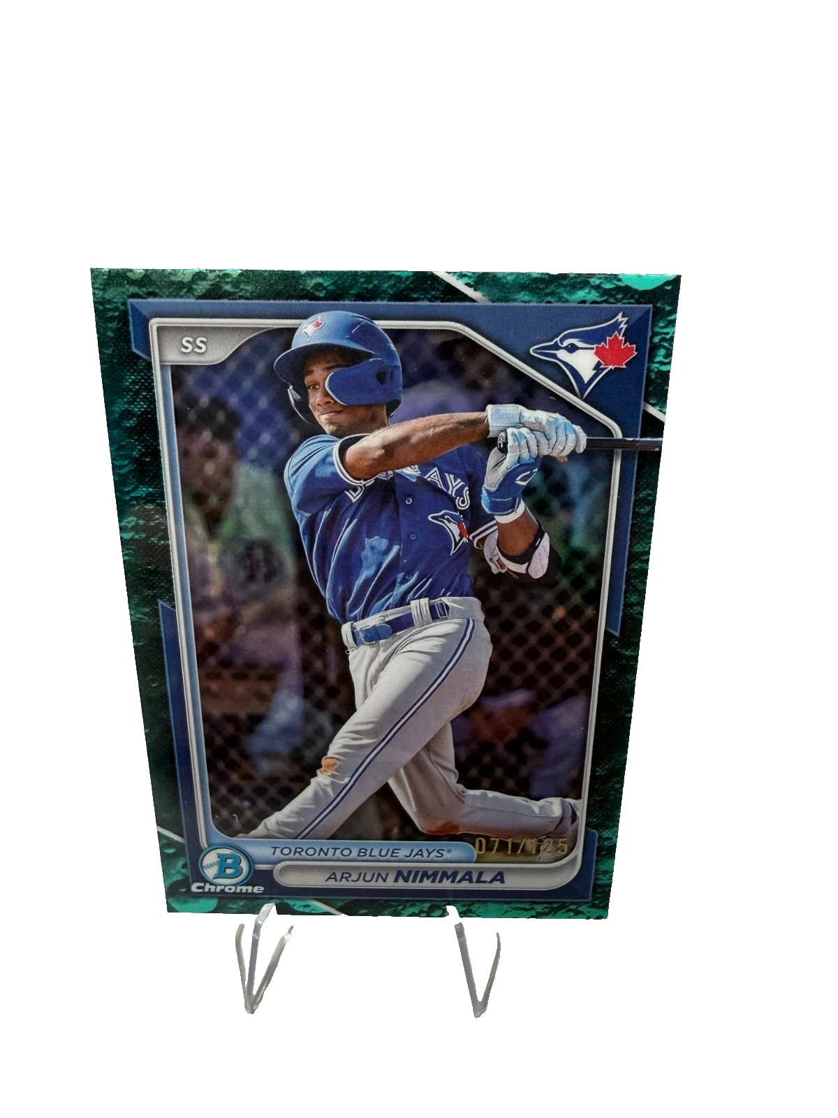 Arjun Nimmala 2024 Bowman Draft Chrome Aqua Lunar Crater Refractor /125 #BDC-102