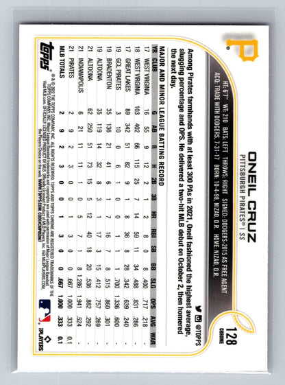 Oneil Cruz 2022 Topps Chrome Pink Refractor RC #128 Pirates