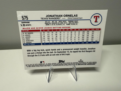 Jonathan Ornelas 2024 Topps Chrome Sapphire Orange RC /25 #575 Rangers