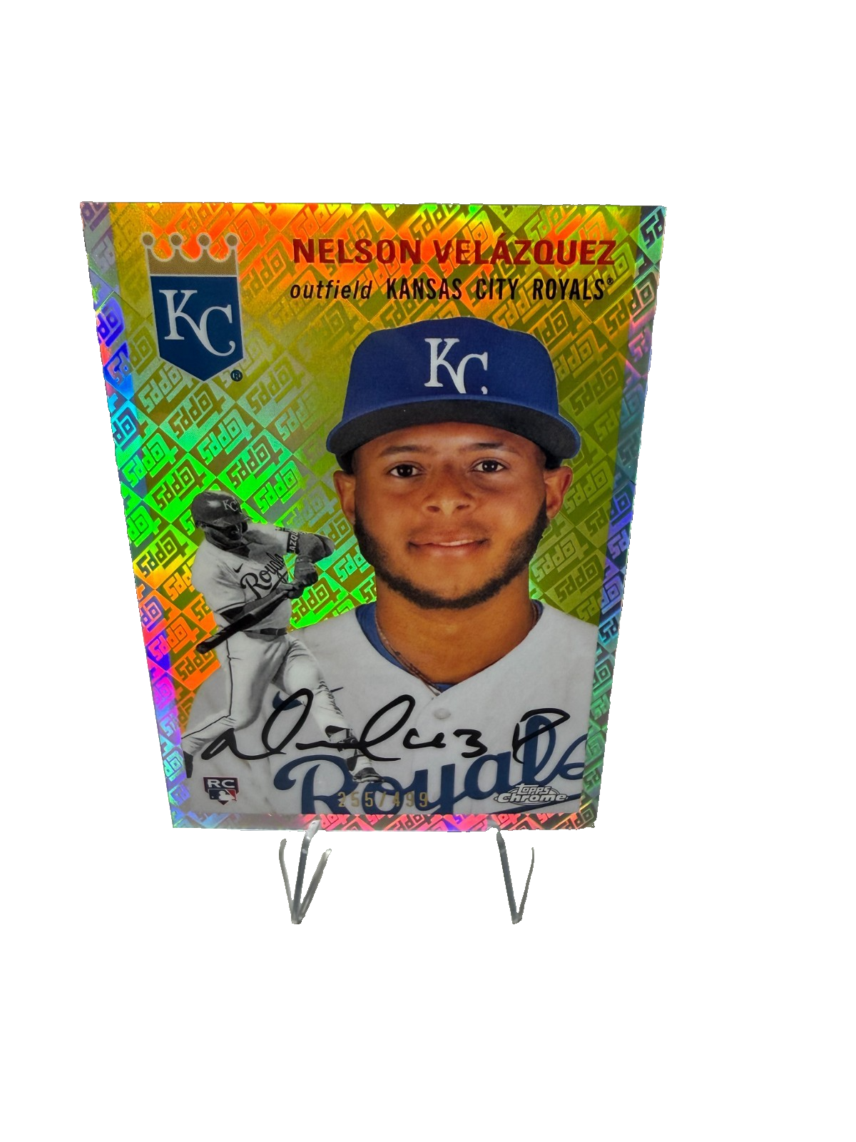 Nelson Velazquez 2023 Topps Chrome Platinum Anniversary Logo Refractor RC /499