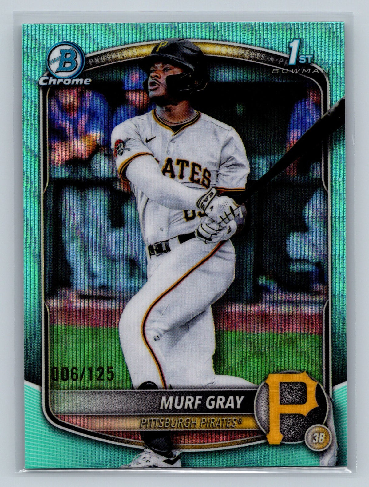 Murf Gray 2025 Bowman Draft Chrome 1st Aqua Wave Refractor /125 #BDC-108 Pirates