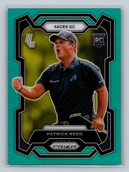 Patrick Reed 2024 Panini Prizm LIV Teal Prizm RC /199 #2