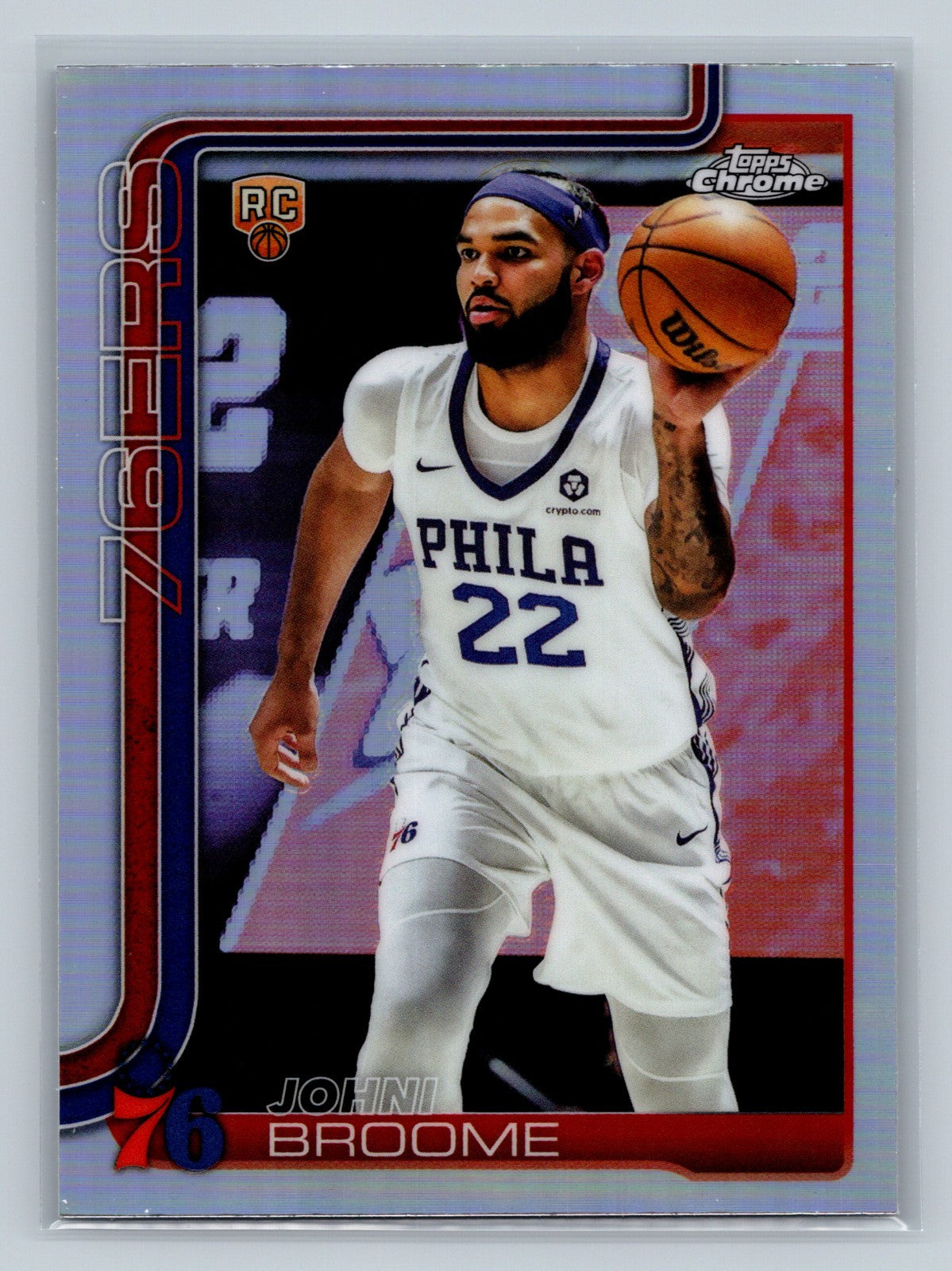 Johni Broome 2025-26 Topps Chrome Refractor RC #285 76ERS