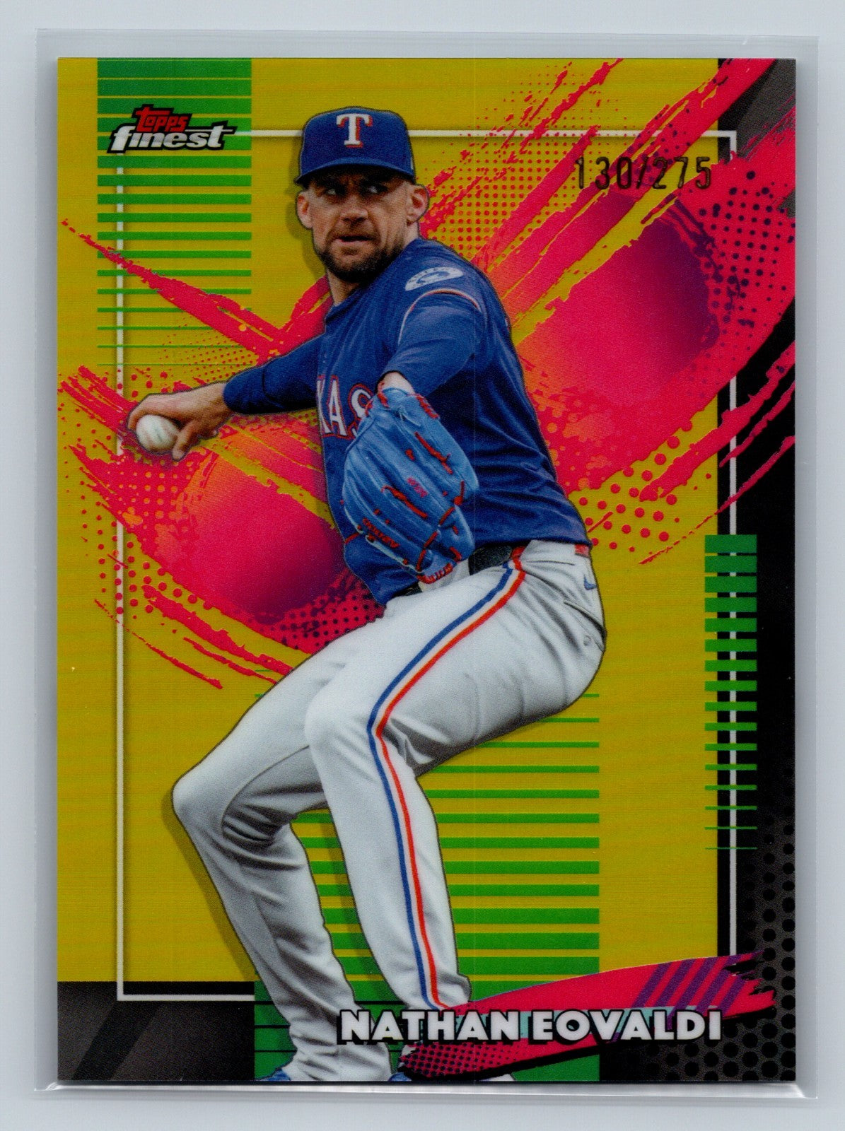 Nathan Eovaldi 2026 Topps Finest Rare Yellow Refractor /275 #203 Rangers