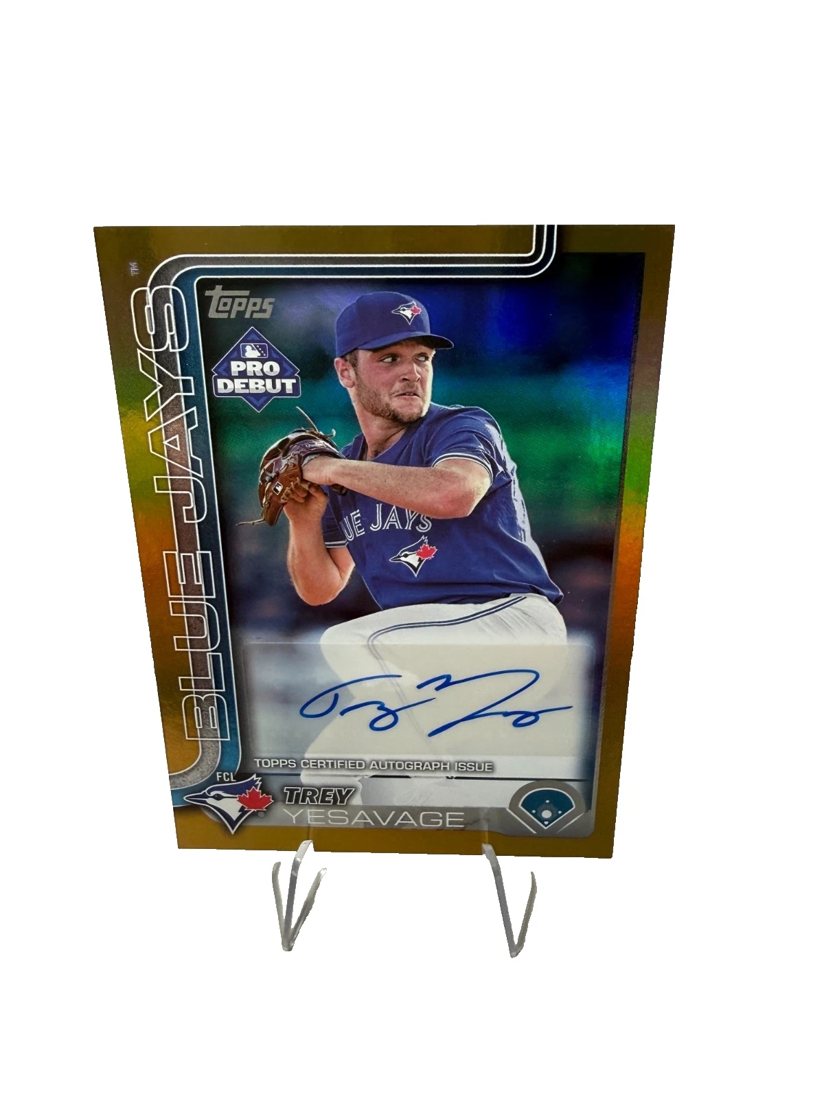 Trey Yesavage 2024 Topps Pro Debut Gold Foil Auto /50 #PD-45 Blue Jays