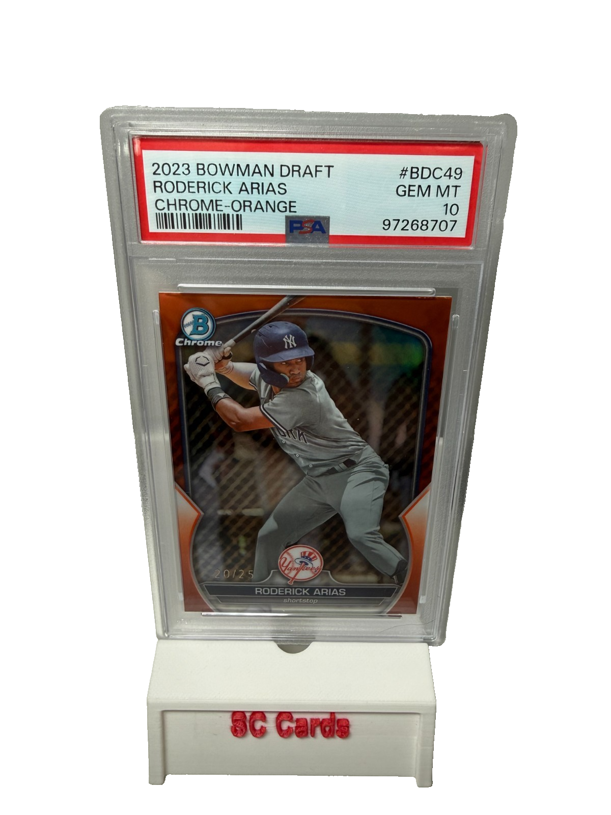 Roderick Arias 2023 Bowman Draft Chrome Orange Refractor /25 #BDC-49 PSA 10