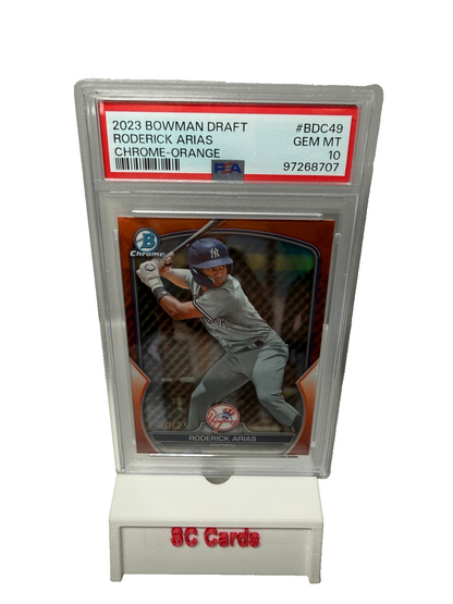 Roderick Arias 2023 Bowman Draft Chrome Orange Refractor /25 #BDC-49 PSA 10