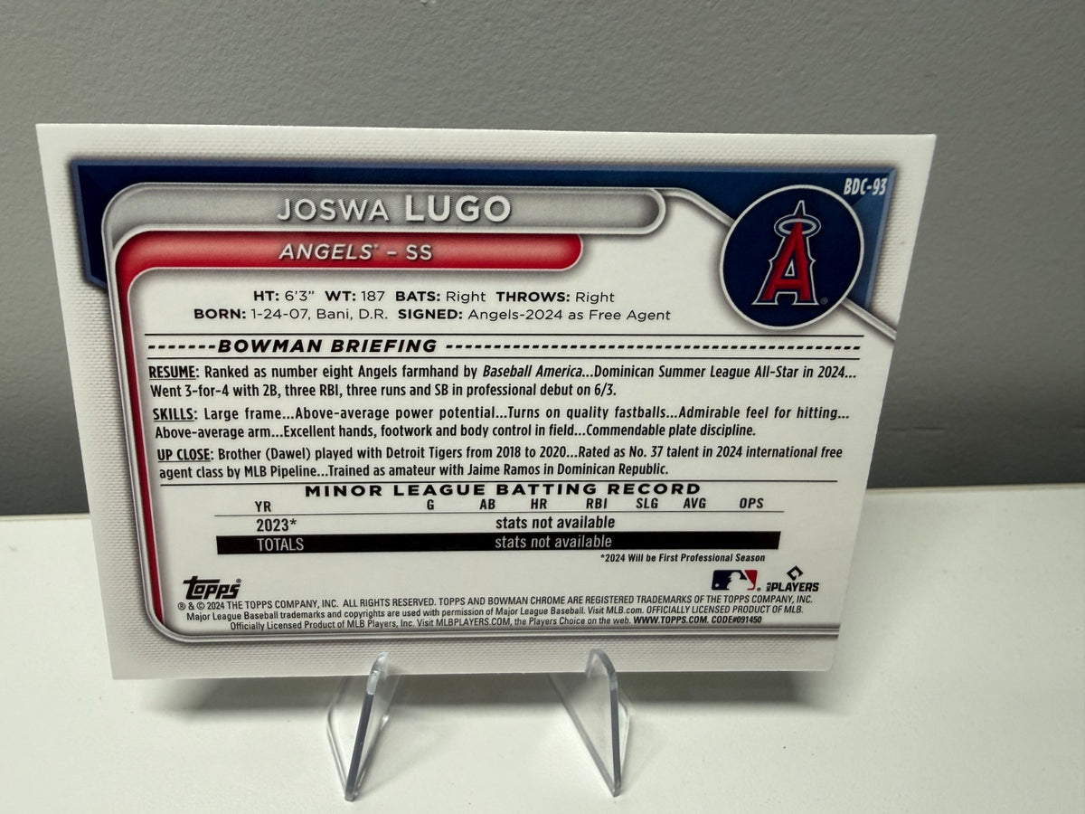 Joswa Lugo 2024 Bowman Draft Chrome Aqua Lunar Refractor /125 #BDC-93 Angels