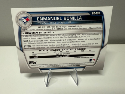 Emmanuel Bonilla 2023 Bowman Draft Paper Sky Blue /499 #BD-195 Blue Jays