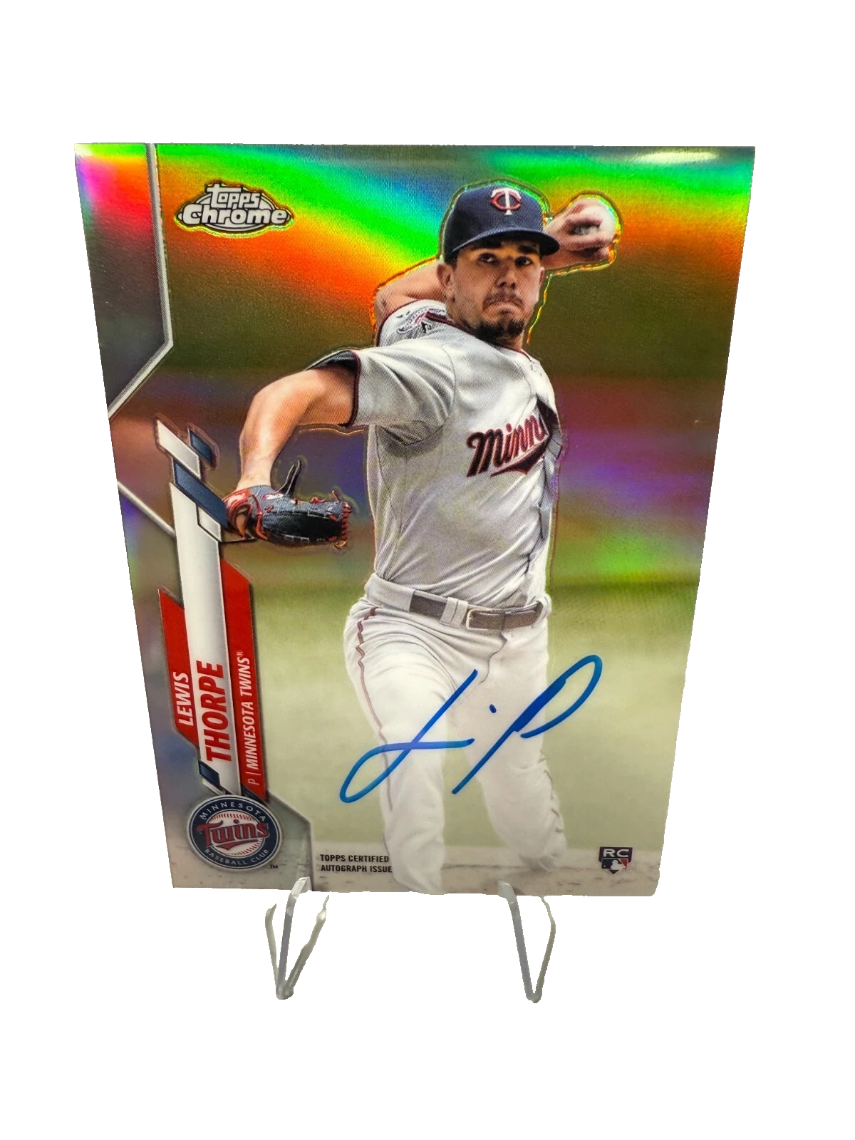 Lewis Thorpe 2020 Topps Chrome Refractor Auto RC /499 #RA-LT Twins