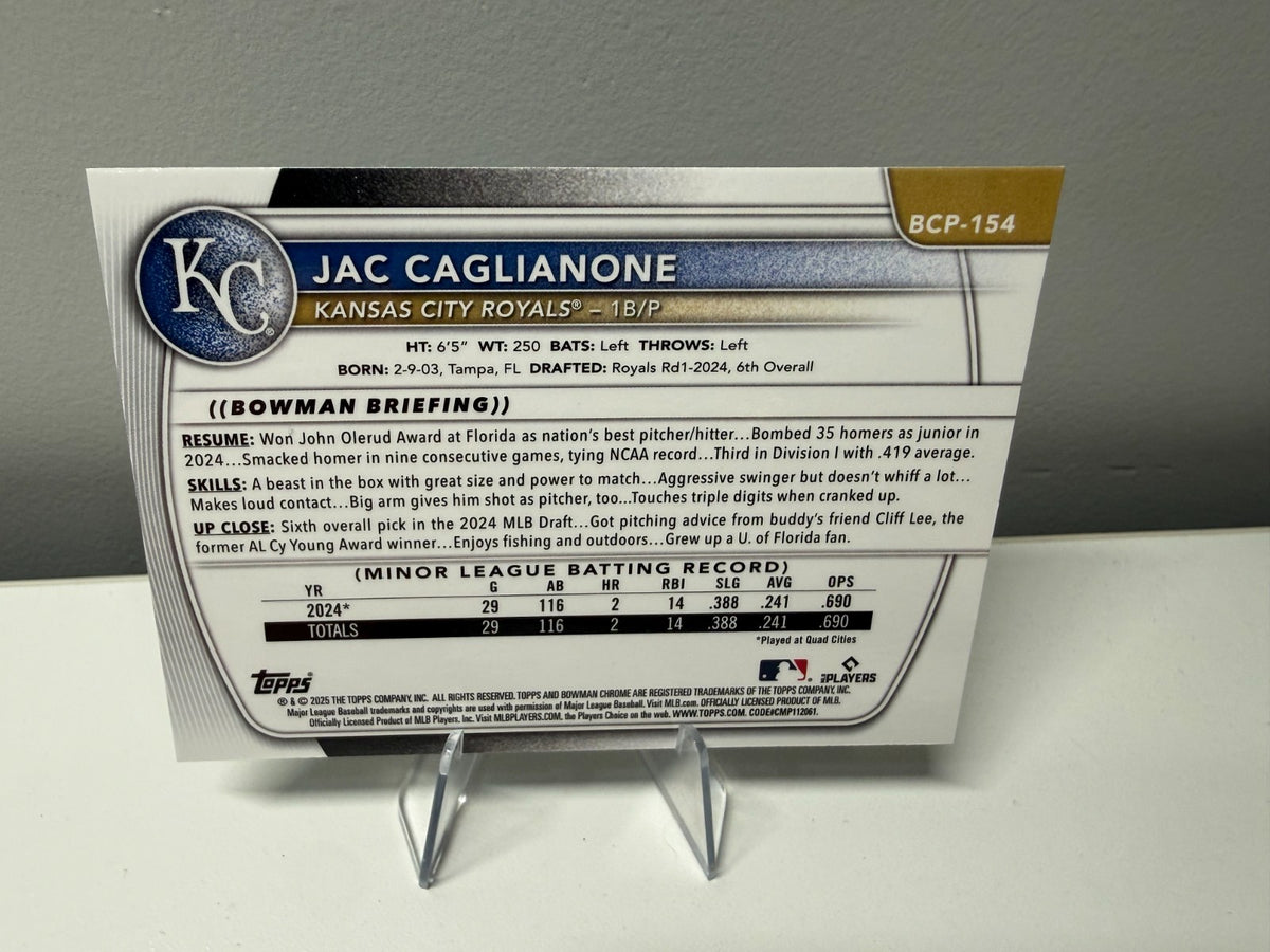 Jac Caglianone 2025 Bowman Chrome Prospect Green Wave Refractor /99 #BCP-154