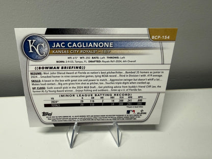 Jac Caglianone 2025 Bowman Chrome Prospect Green Wave Refractor /99 #BCP-154