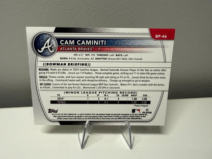 Cam Caminiti 2025 Bowman Prospects Yellow /75 #BP-46 Braves