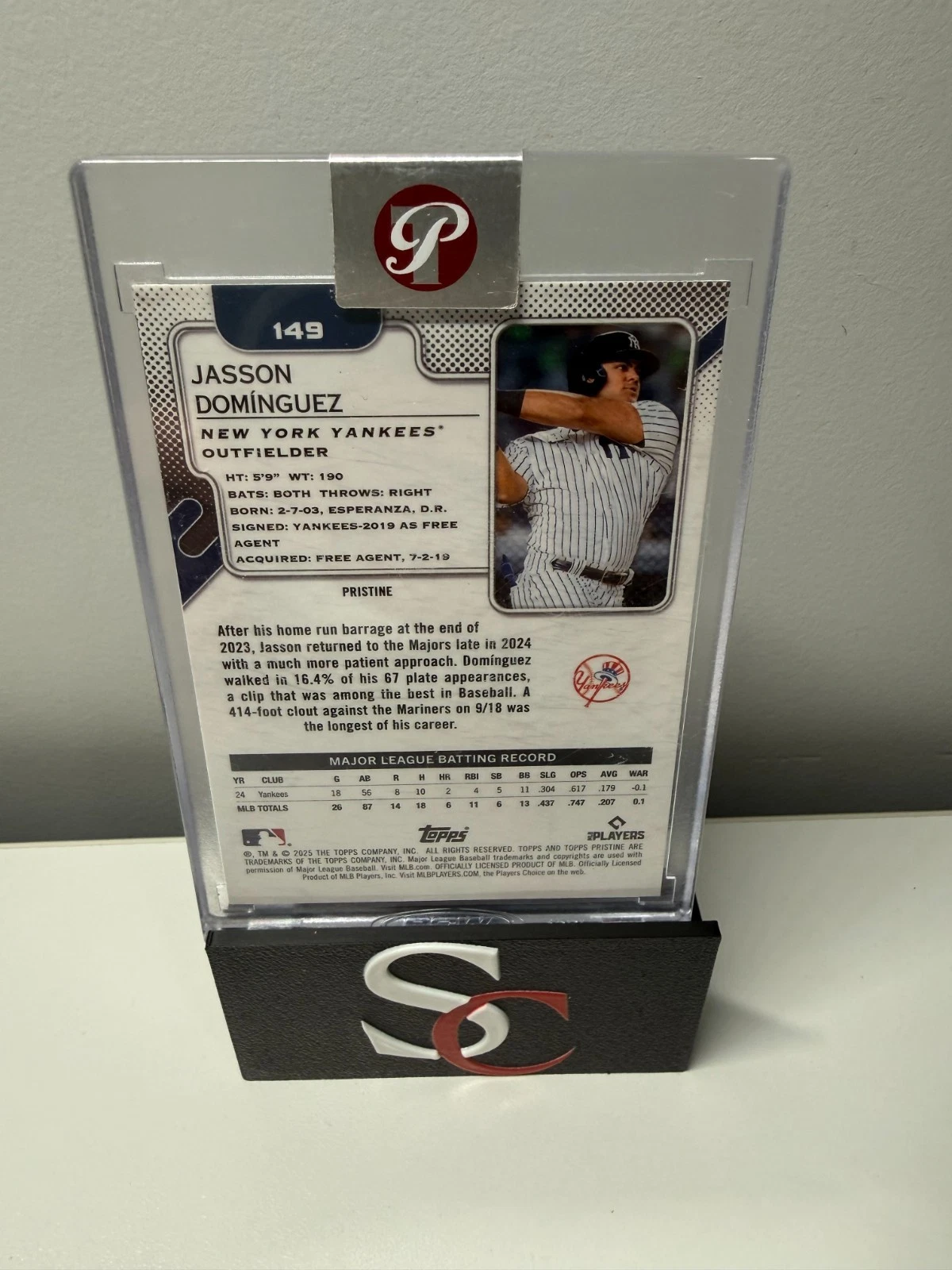 Jasson Dominguez 2025 Topps Pristine Blue Refractor /75 #149 Yankees