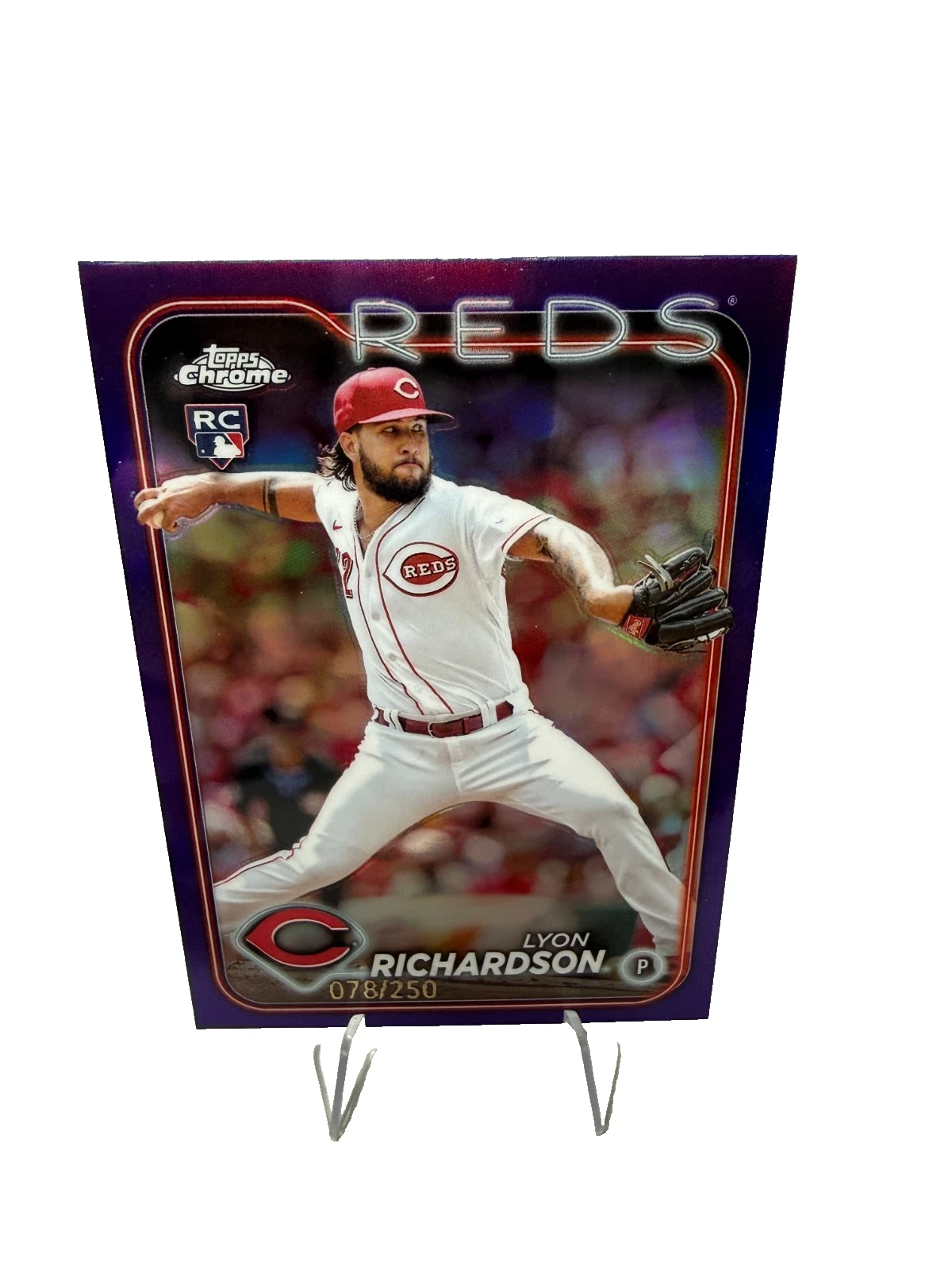 Lyon Richardson 2024 Topps Chrome Purple Refractor RC /250 #230 Reds